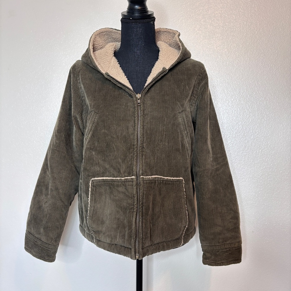 J. Crew Olive Corduroy Jacket with Sherpa Lining